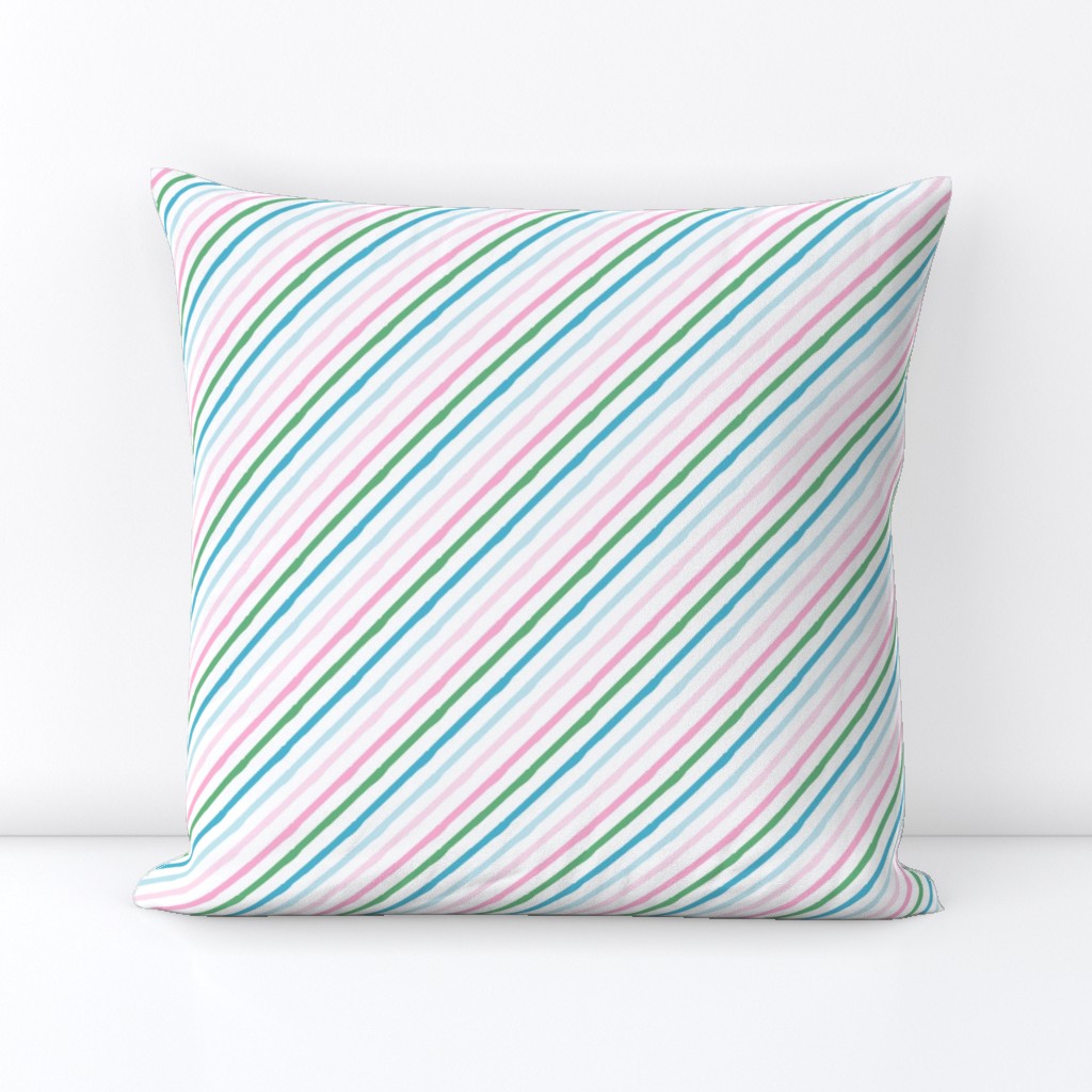 irregular diagonal stripes - kindness matters - blue/green/pink stripes - LAD20