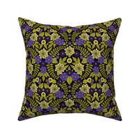 Flower Pattern - Purple, Green & Pale Yellow