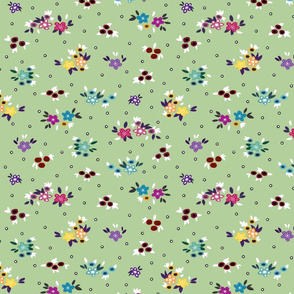 Fresh Spring Floral - dimity flowers on mint green, medium 