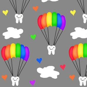 Dental Dreaming / Parachuting teeth / Rainbow Colors / Clouds & Hearts/ / Love RDH  