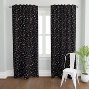 Fresh Spring Floral - dimity flowers on black, medium 