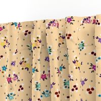 Fresh Spring Floral - dimity flowers on biscuit beige, medium 