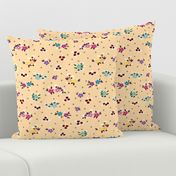 Fresh Spring Floral - dimity flowers on biscuit beige, medium 