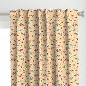 Fresh Spring Floral - dimity flowers on biscuit beige, medium 