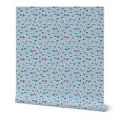 Fresh Spring Floral - dimity flowers on storm cloud blue, medium 