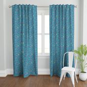 Fresh Spring Floral - dimity flowers on teal blue, medium 