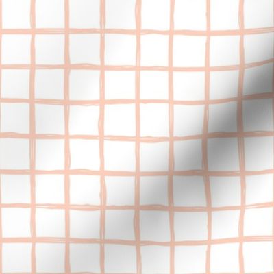 Minimal abstract raw brush paint grid geometric maze nursery soft coral pink white