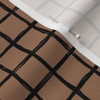 Minimal abstract raw brush paint grid geometric maze nursery moka coffee brown