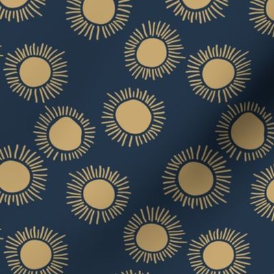 Sunny day boho sunshine and sun rays summer minimal abstract nursery design navy golden yellow