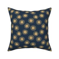 Sunny day boho sunshine and sun rays summer minimal abstract nursery design navy golden yellow