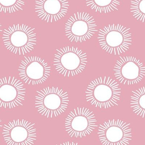 Sunny day boho sunshine and sun rays summer minimal abstract nursery design soft rose pink girls