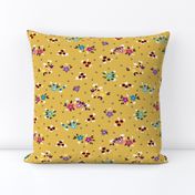 Fresh Spring Floral - dimity flowers on golden honey, medium 