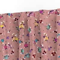 Fresh Spring Floral - dimity flowers on dusky pink, medium 