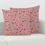 Fresh Spring Floral - dimity flowers on dusky pink, medium 