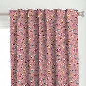 Fresh Spring Floral - dimity flowers on dusky pink, medium 