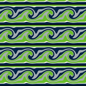 Wave Stripes in Blue Gray Green