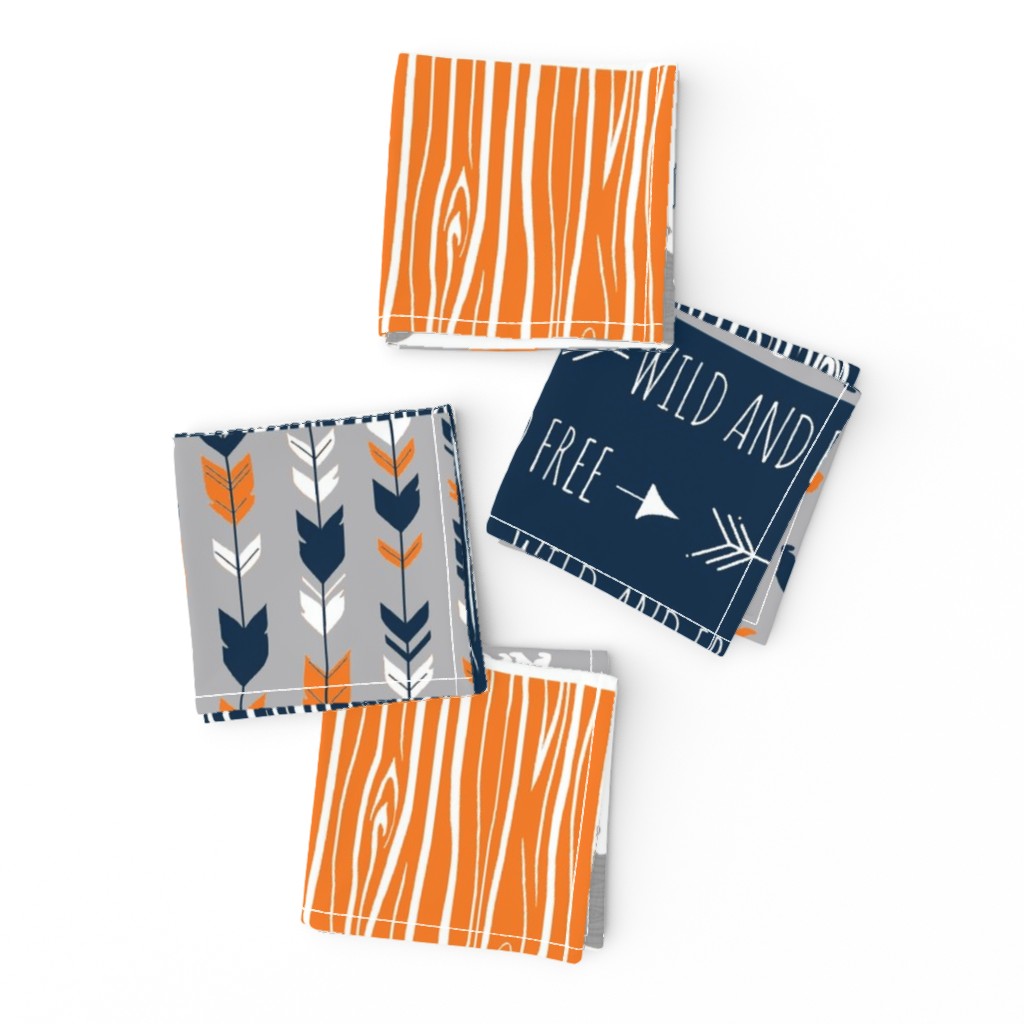 Little Man Bear Patchwork - navy, orange, grey