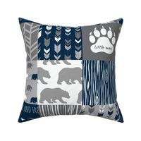 Little man Patchwork Bear - navy and grey