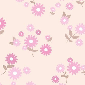 Little daisy garden poppy flowers boho summer blossom nursery soft beige pink