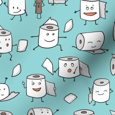 Funny Toilet Paper Characters Print