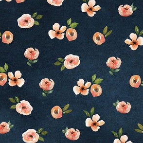 Nightfall Floral Pink Posies  on Navy Blue Large