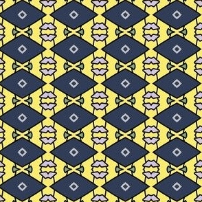 Navy Diamonds Hanging over Yellow Background