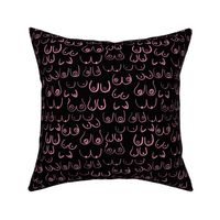 boob fabric - black and pink boob design, feminine, feminist, lady, black and white fabric