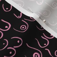 boob fabric - black and pink boob design, feminine, feminist, lady, black and white fabric