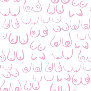 boob fabric - white and pink boob design, feminine, feminist, lady, pink fabric