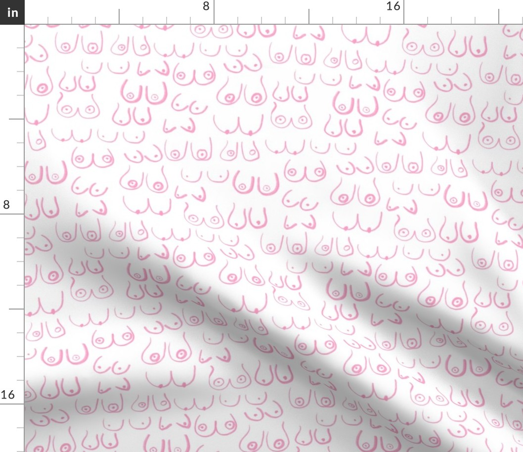 boob fabric - white and pink boob design, feminine, feminist, lady, pink fabric