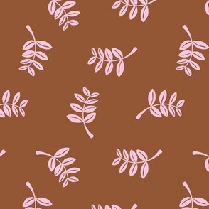 Soft minimal boho style leaves summer garden lush jungle earthy nature nursery stone brown chocolate pink