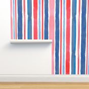 July Fourth Summer Watercolor Stripes