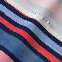 July Fourth Summer Watercolor Stripes (Navy)