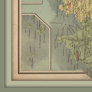 Sicily map, vintage - XL (2 yds)