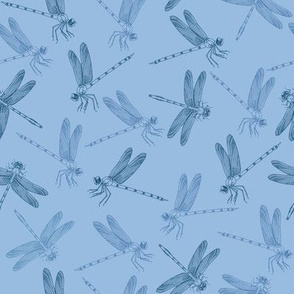 Multi Blue Dragonflies Seamless Pattern Texture