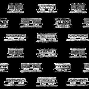 Train Cars Locomotive Pattern with Black Background (Large Scale)