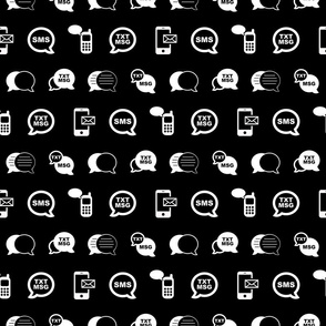 Fun Cell Phone Text Messaging Pattern with Black Background