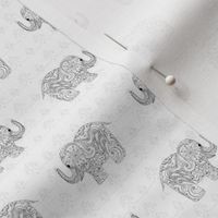 Elephants in Doodles Black and White