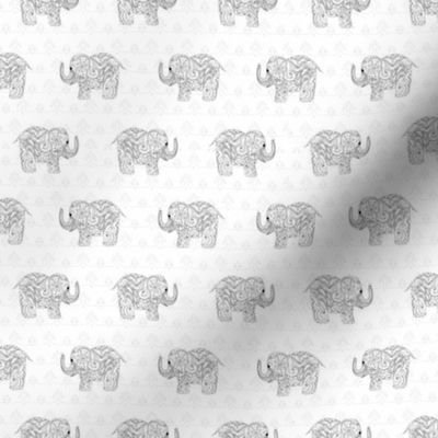 Elephants in Doodles Black and White