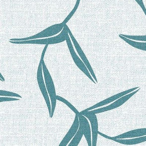 Windham - Botanical Leaves Malibu White Teal Large Scale