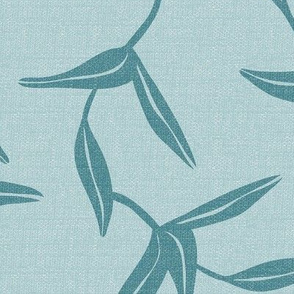 Windham - Botanical Leaves Malibu Blue Teal Large Scale