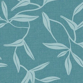 Windham - Botanical Leaves Malibu Teal Blue Regular Scale