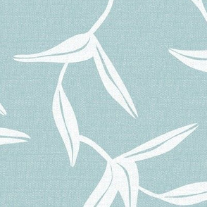 Windham - Botanical Leaves Malibu Blue White Large Scale