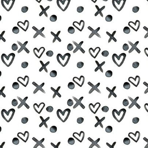 Hearts and dots monochrome