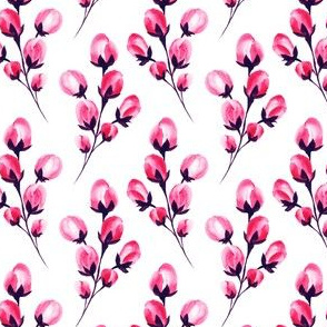  Pink Branches on White, Spring Motif