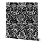 Mauna Damask ~ White and Black 