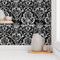 Mauna Damask ~ White and Black 