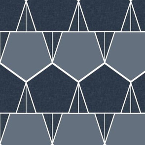Blue geometric pentagons // neutral mod geo houses
