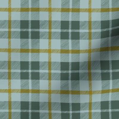 hand drawn plaid - mustard and blue