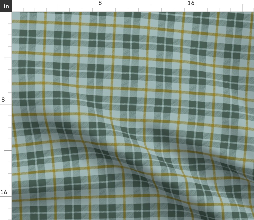 hand drawn plaid - mustard and blue